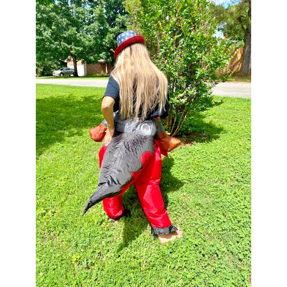 Dinosaur Halloween Costume Inflatable Ride-on Raptor Kids/Teens/ Small Adult - Picture 4 of 5